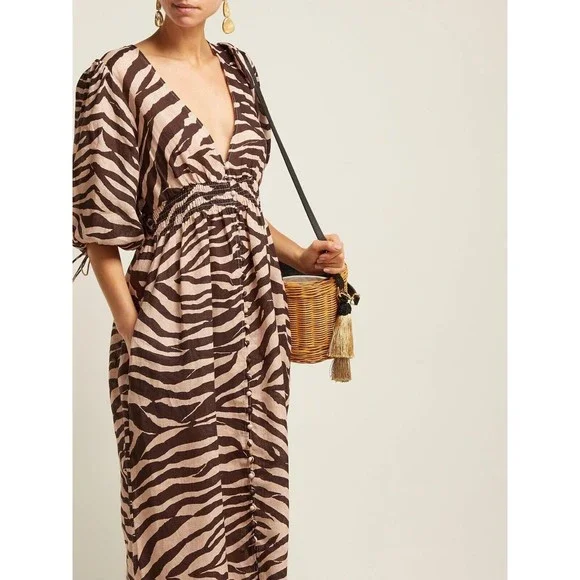 Zimmermann Linen Midi Dress AU US